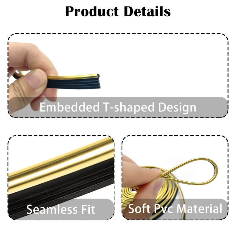 OSIFIT Car Interior Trim Strips,Universal 9.8 ft Car Electroplating Decoration Styling Door Dashboard, Flexible Interior Trim Accessories with Installing Tool(Yellow) - Image 3